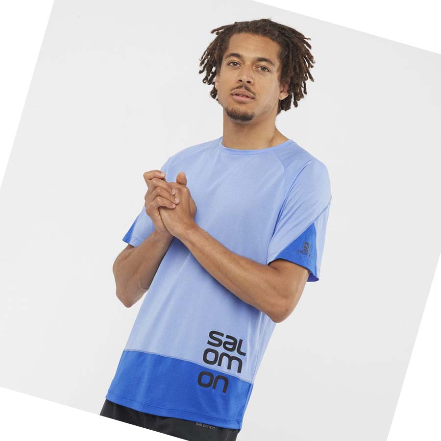 Camiseta Salomon CROSS RUN GRAPHIC Hombre Azules | MX 3226QMA